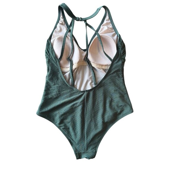 Kona Sol Green Textured One-Piece Swimsuit | Size XL | Strappy Back Full Coverag - Picture 2 of 2